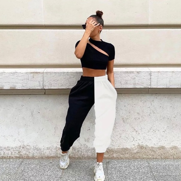 Black and White Sweatpants - Picture 1 of 3